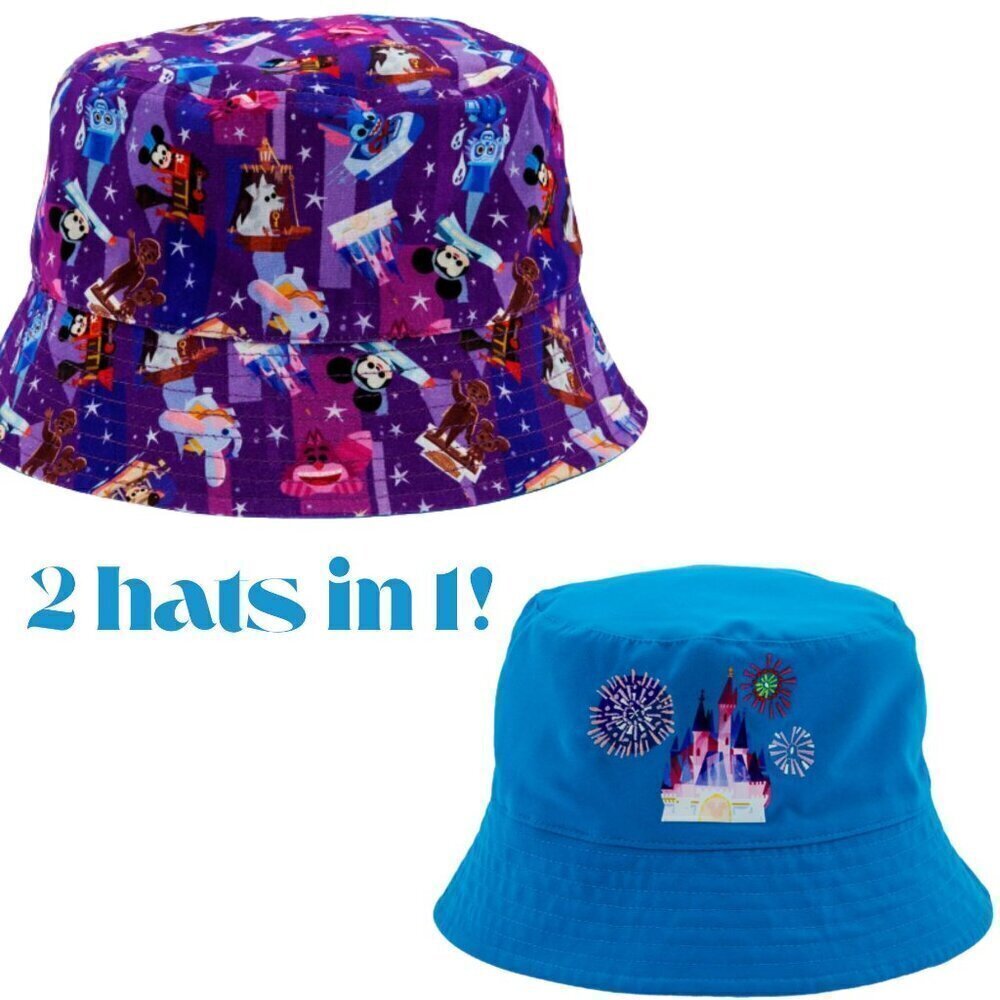 🆕🎡 NWT Disney Bucket Hat, Reversible by Joey Chou - Stitch, Mickey, Dumbo, etc
